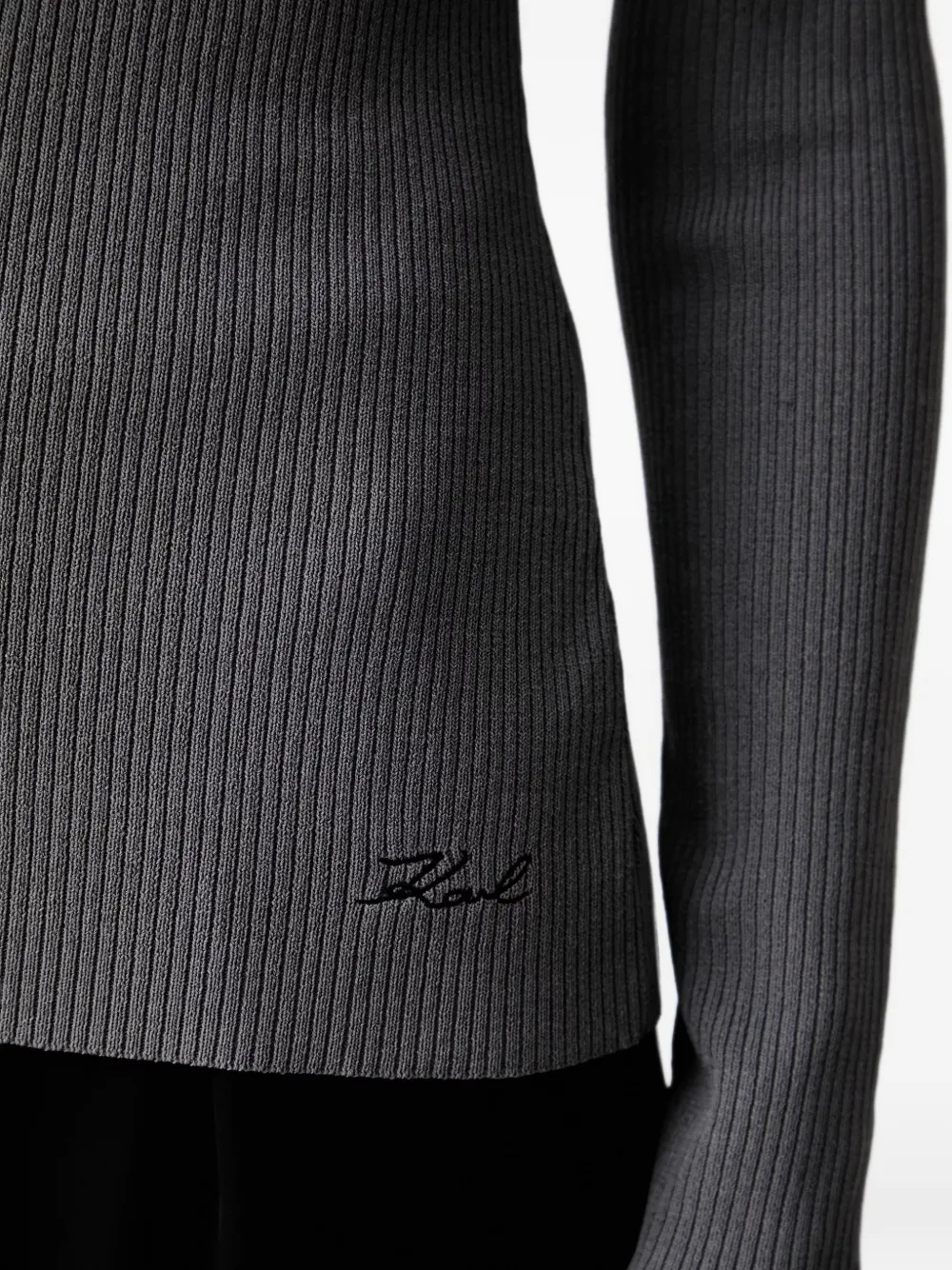 Karl Lagerfeld Geribbelde trui met V-hals Grijs