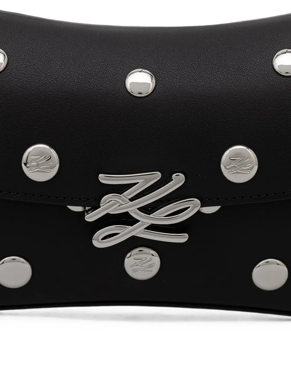 Karl Lagerfeld Schoudertas met logo-plakkaat en studs Zwart