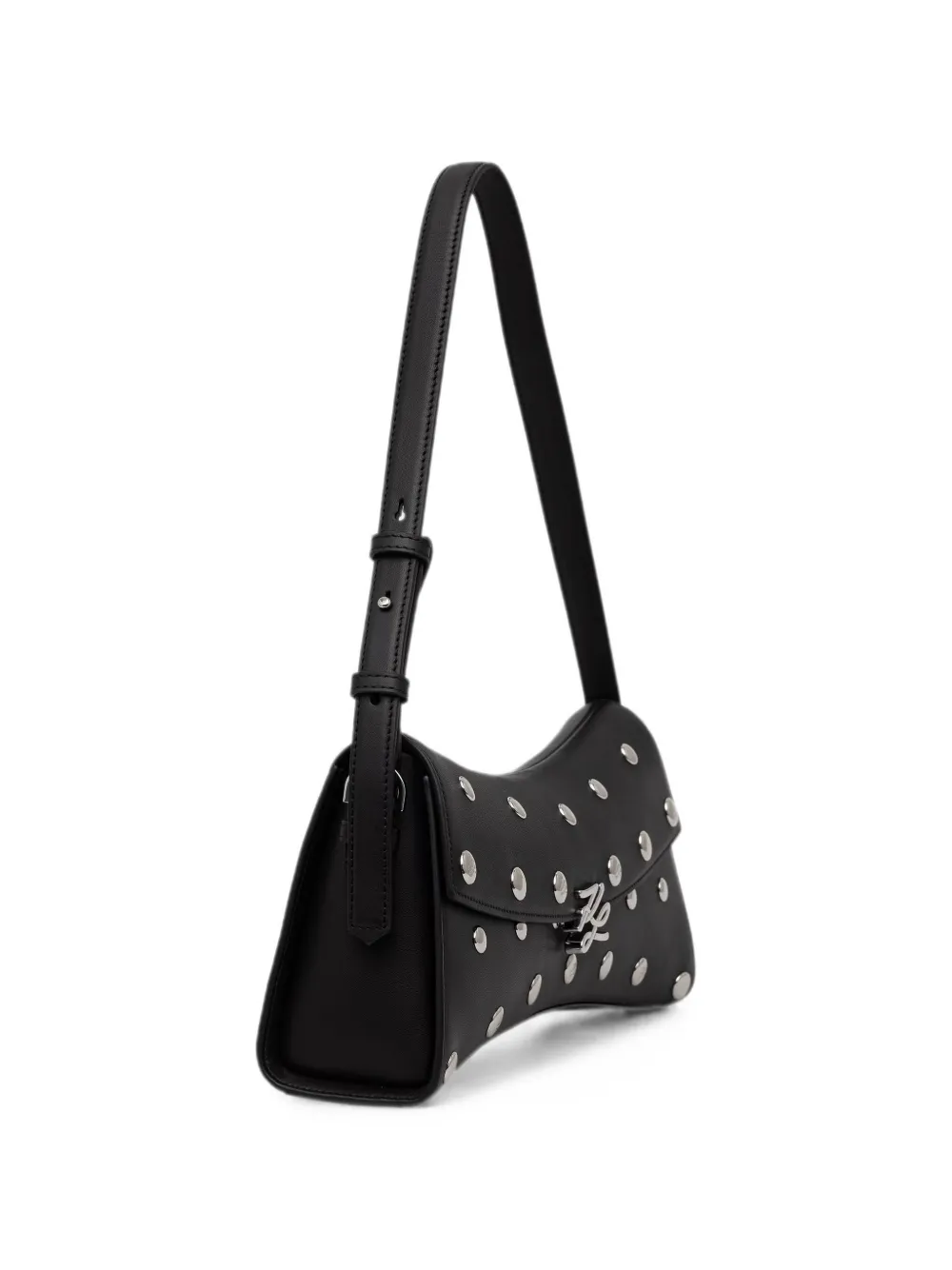 Karl Lagerfeld Schoudertas met logo-plakkaat en studs Zwart