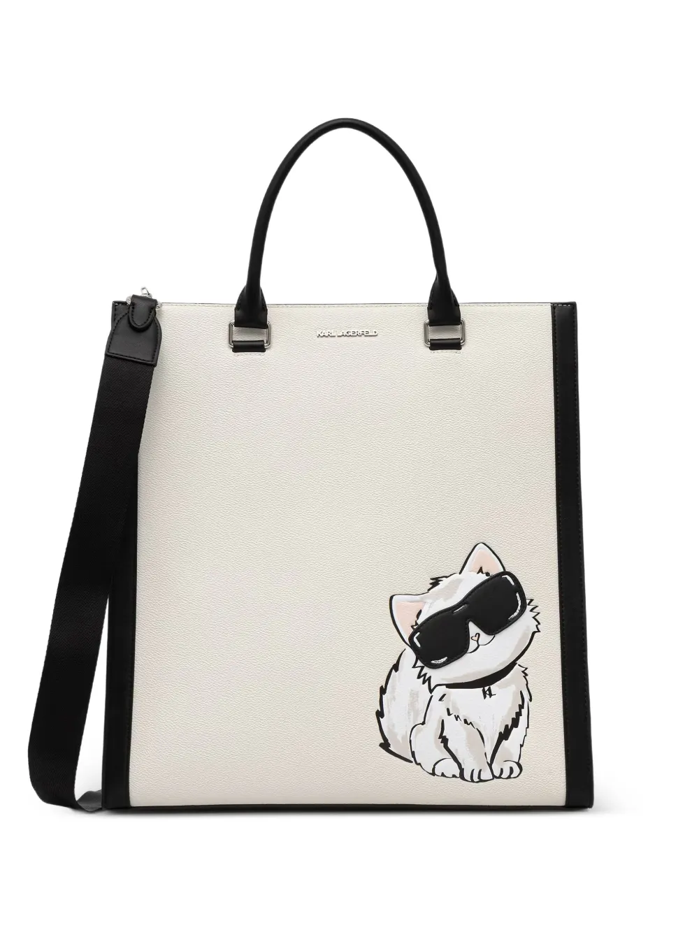 Karl Lagerfeld Ikon Choupette-print grained tote bag - Toni neutri