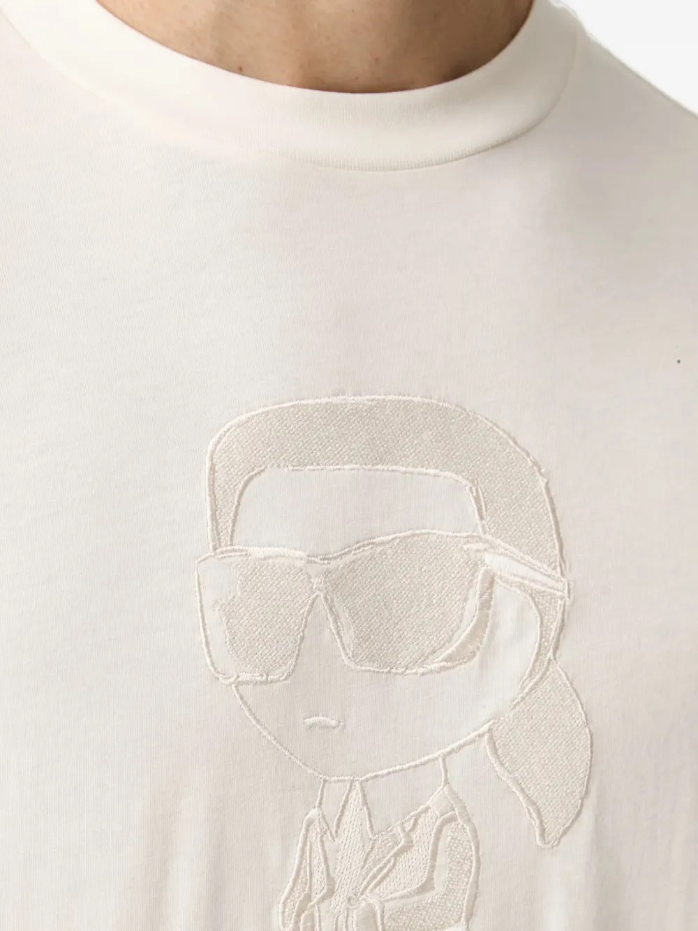 Karl Lagerfeld Ikonik-embroidered T-shirt Beige