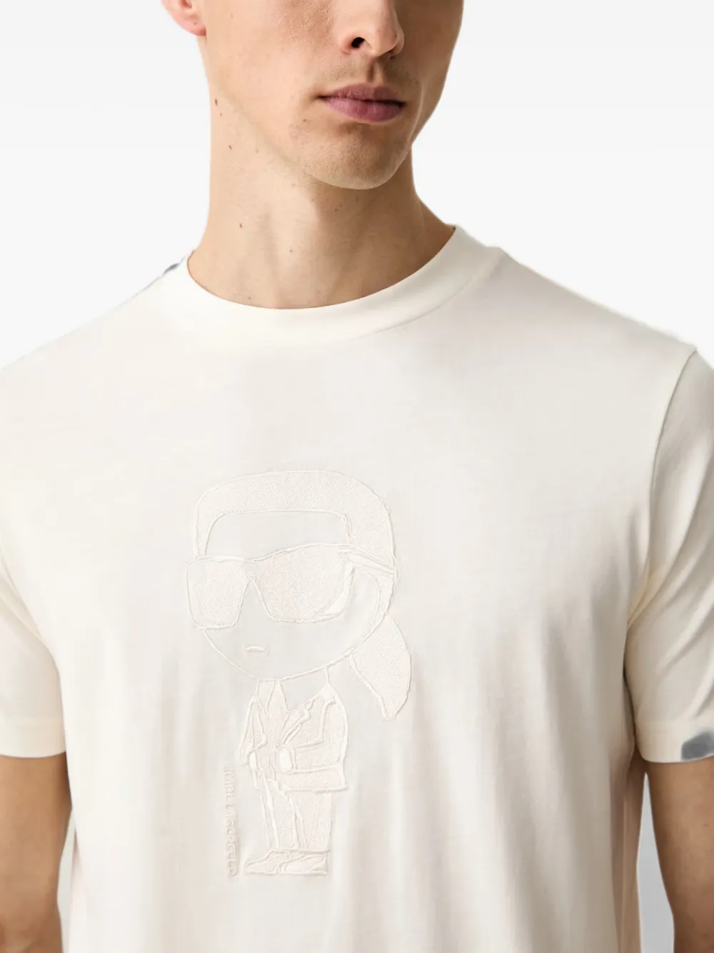 Karl Lagerfeld Ikonik-embroidered T-shirt Beige