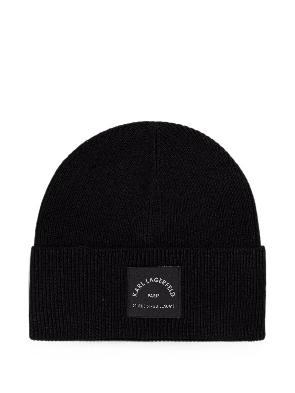Karl Lagerfeld logo-patch ribbed beanie hat - Schwarz