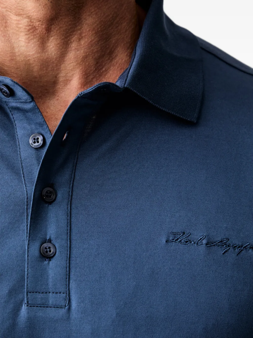 Karl Lagerfeld Poloshirt met geborduurd logo Blauw