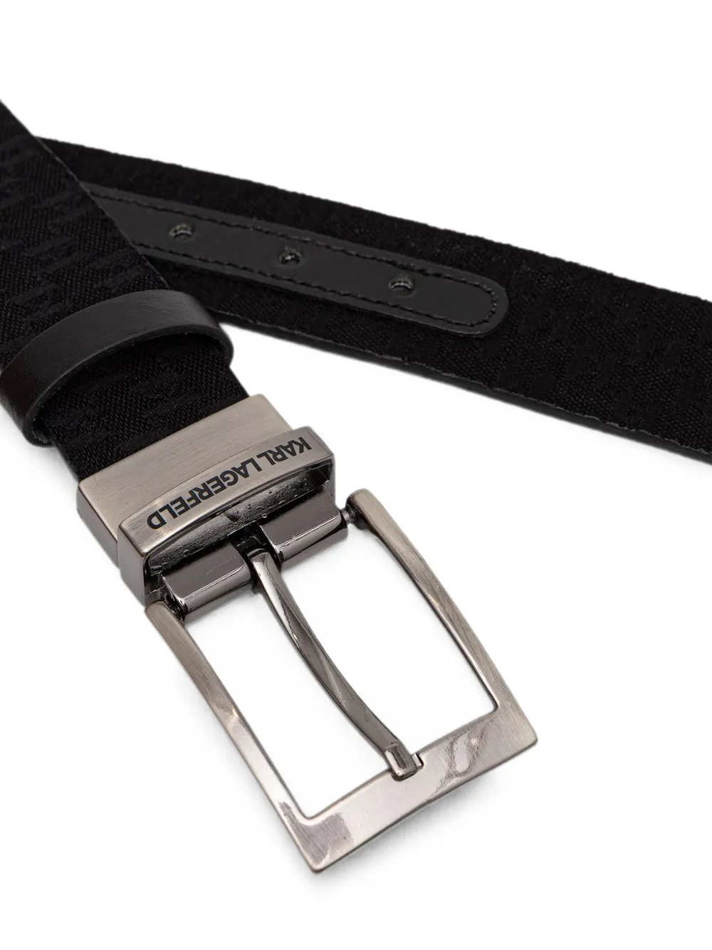 Karl Lagerfeld Riem met leren afwerking en logo-jacquard Zwart