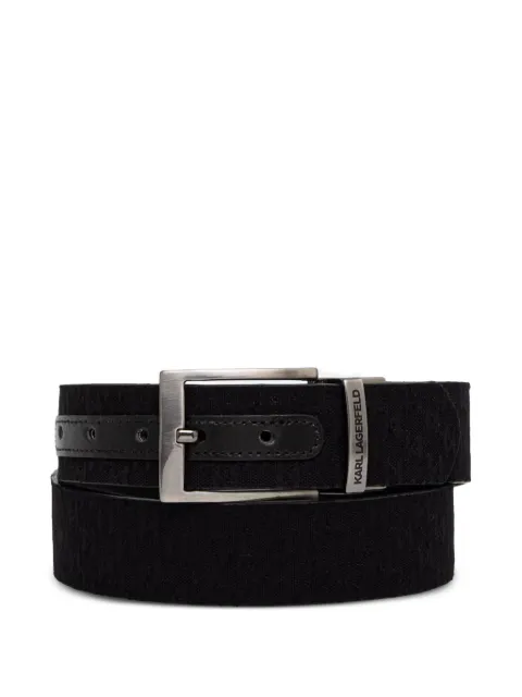 Karl Lagerfeld logo-jacquard leather-trim belt