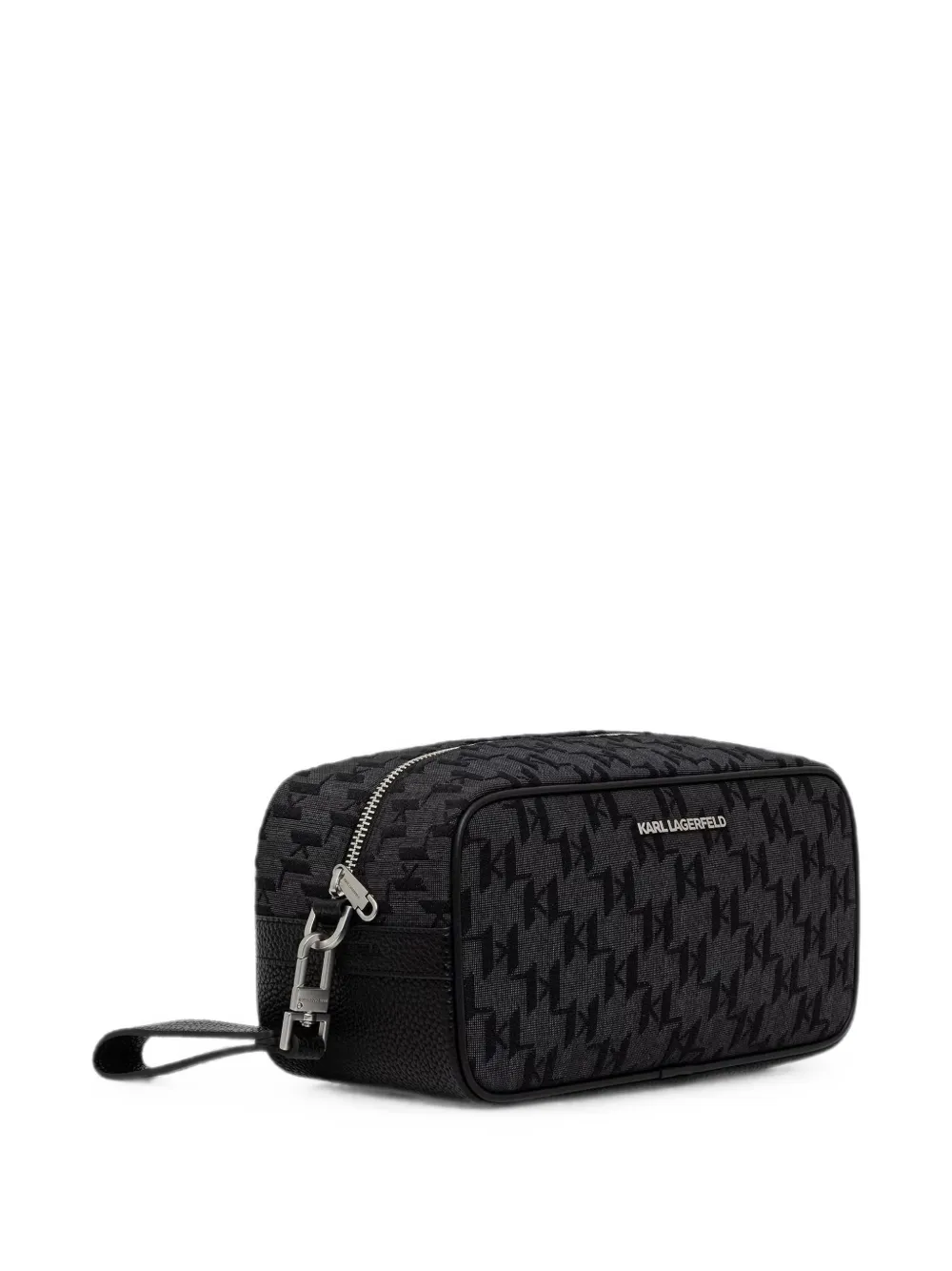 Karl Lagerfeld monogram-jacquard wash bag - Nero