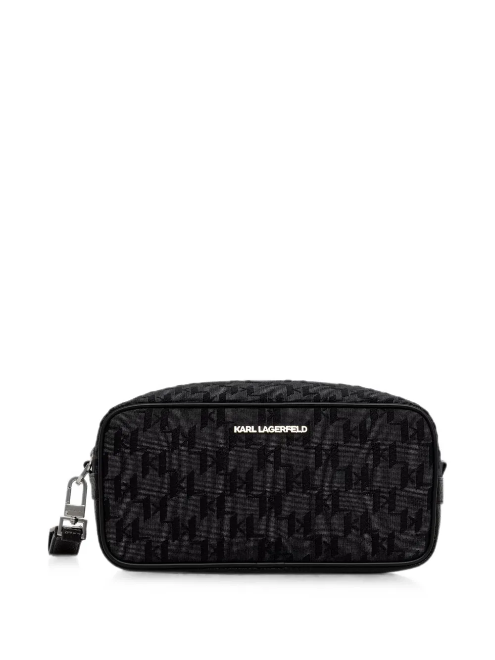 Karl Lagerfeld monogram-jacquard wash bag - Nero