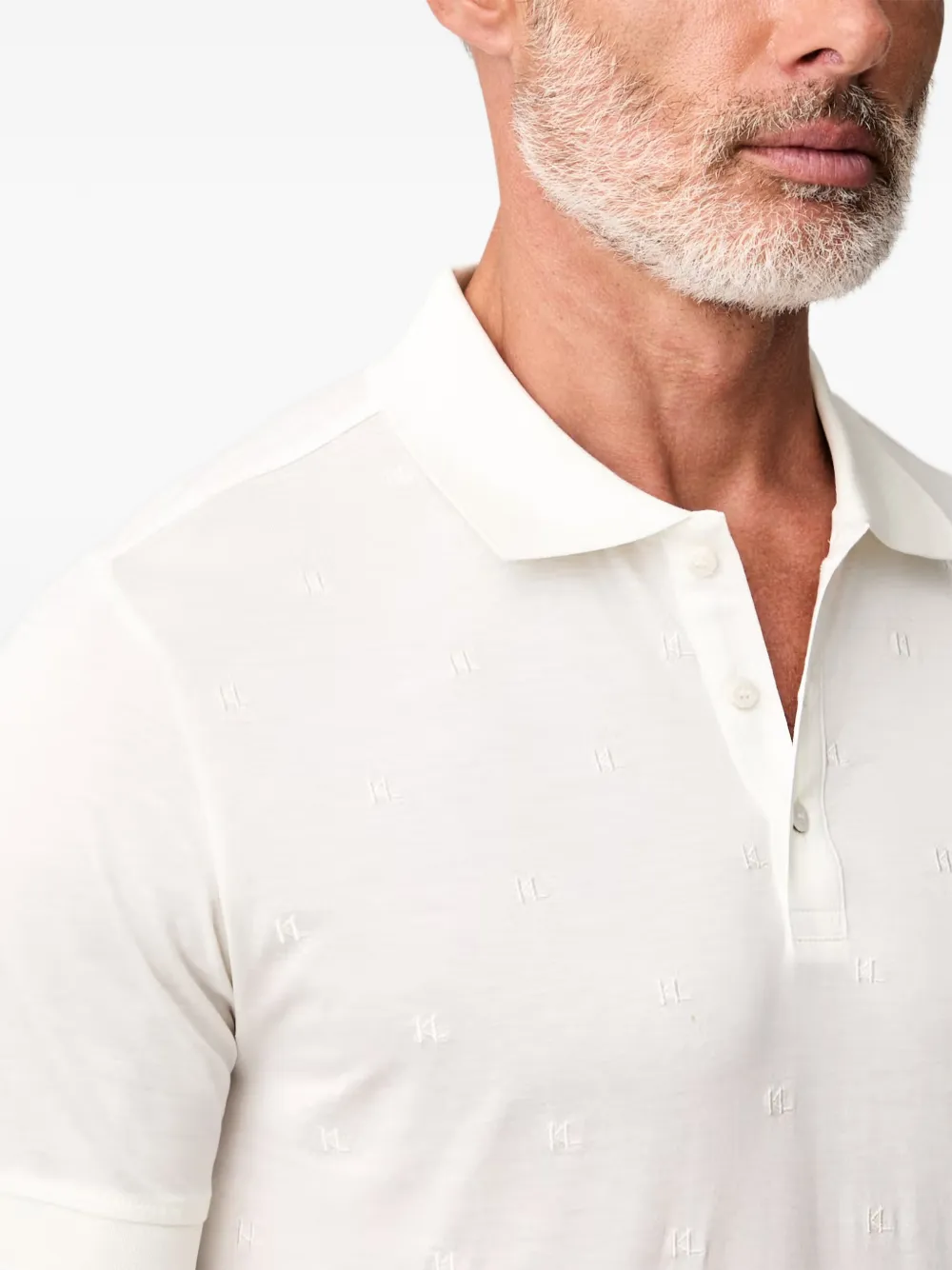 Karl Lagerfeld Poloshirt met monogram jacquard Wit