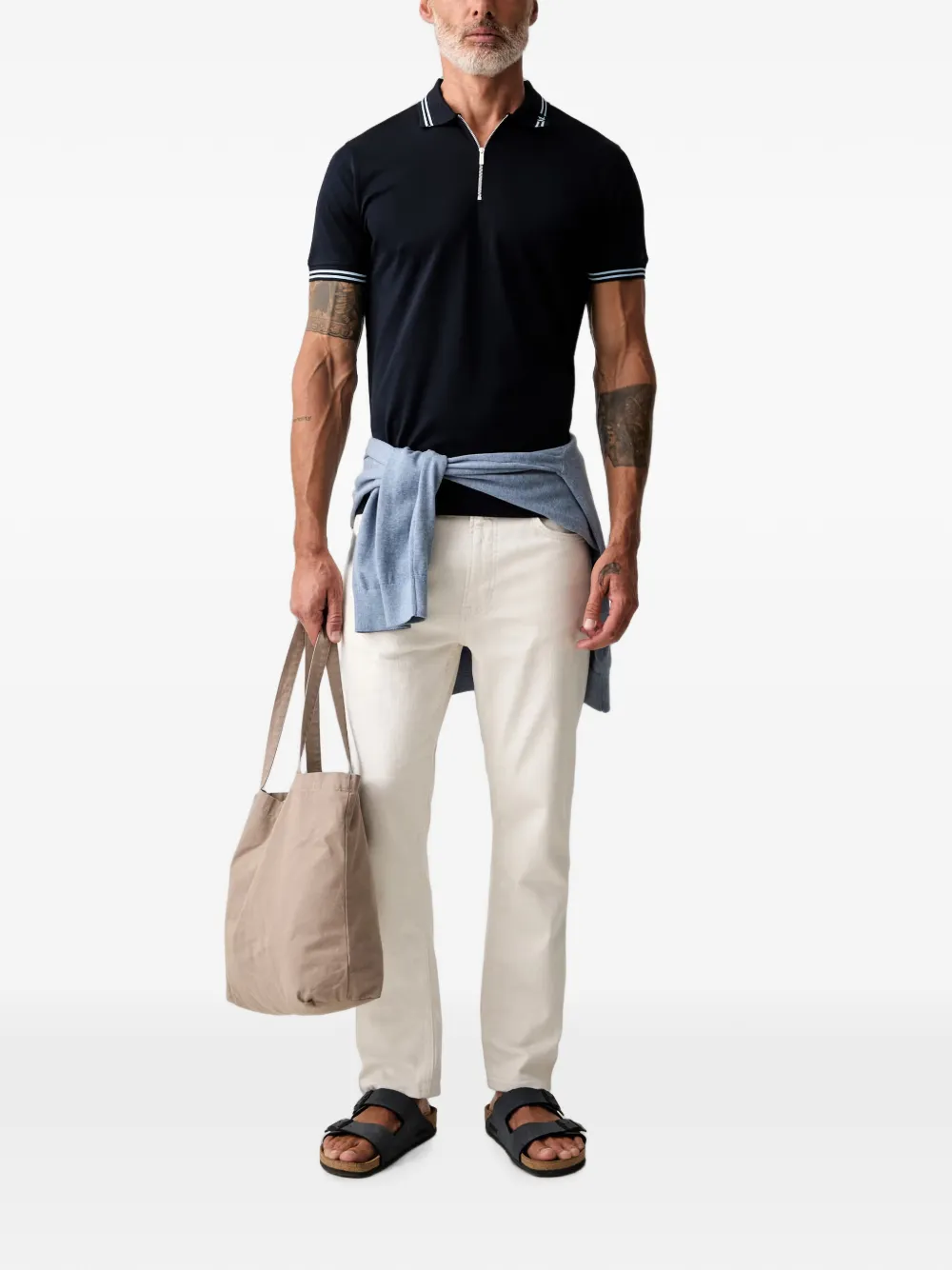 Karl Lagerfeld Poloshirt met rits Blauw
