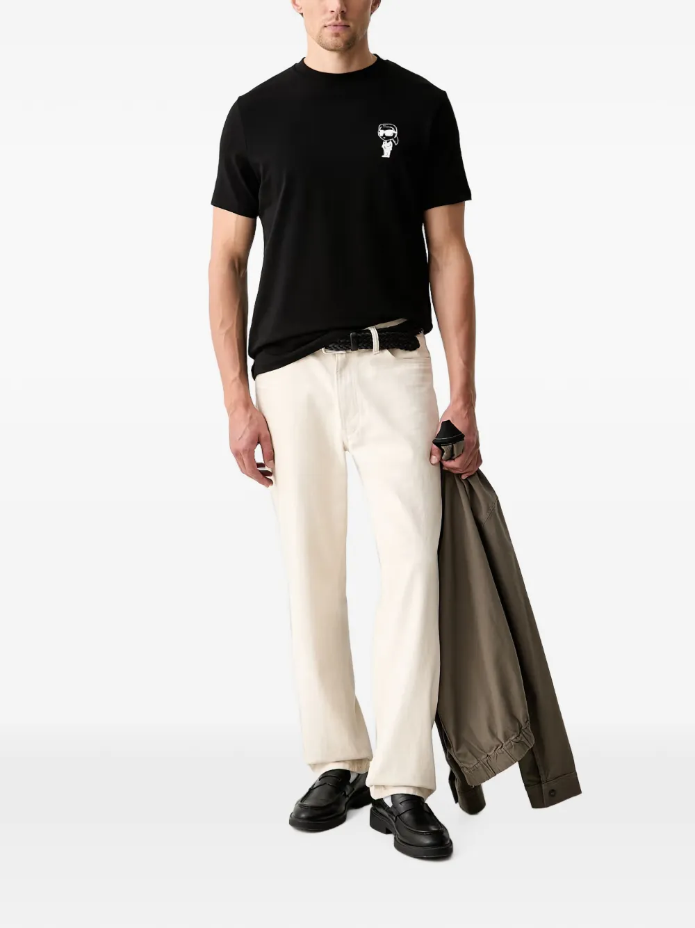 Karl Lagerfeld logo-print crew-neck T-shirt Zwart