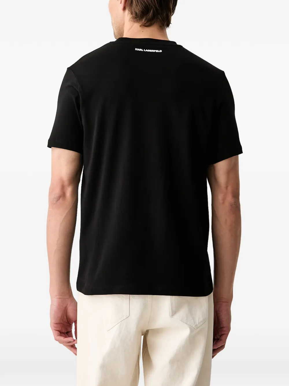 Karl Lagerfeld logo-print crew-neck T-shirt Zwart