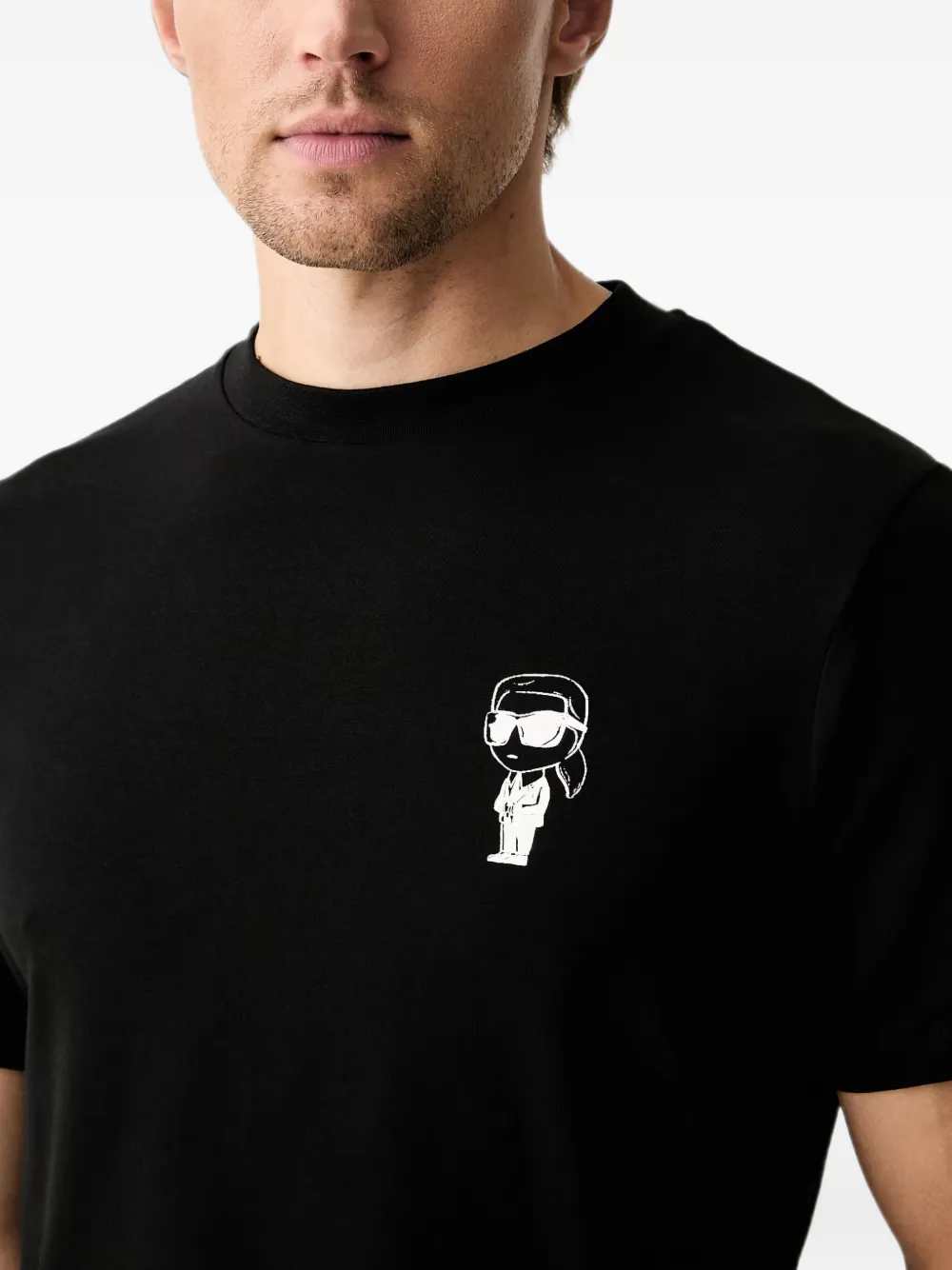 Karl Lagerfeld logo-print crew-neck T-shirt Zwart