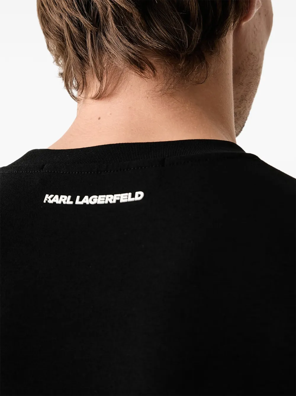 Karl Lagerfeld logo-print crew-neck T-shirt Zwart
