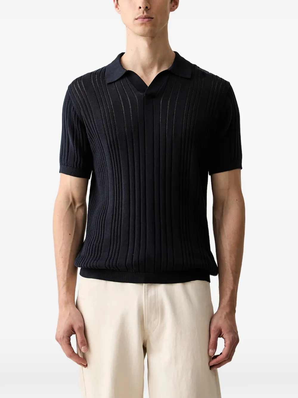 Karl Lagerfeld ribbed-knit short-sleeve T-shirt - Blu