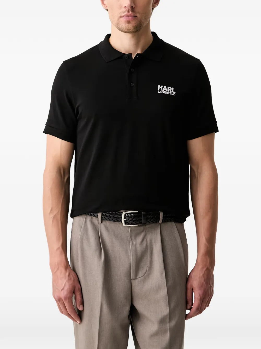 Karl Lagerfeld logo-print short-sleeve polo shirt - Nero