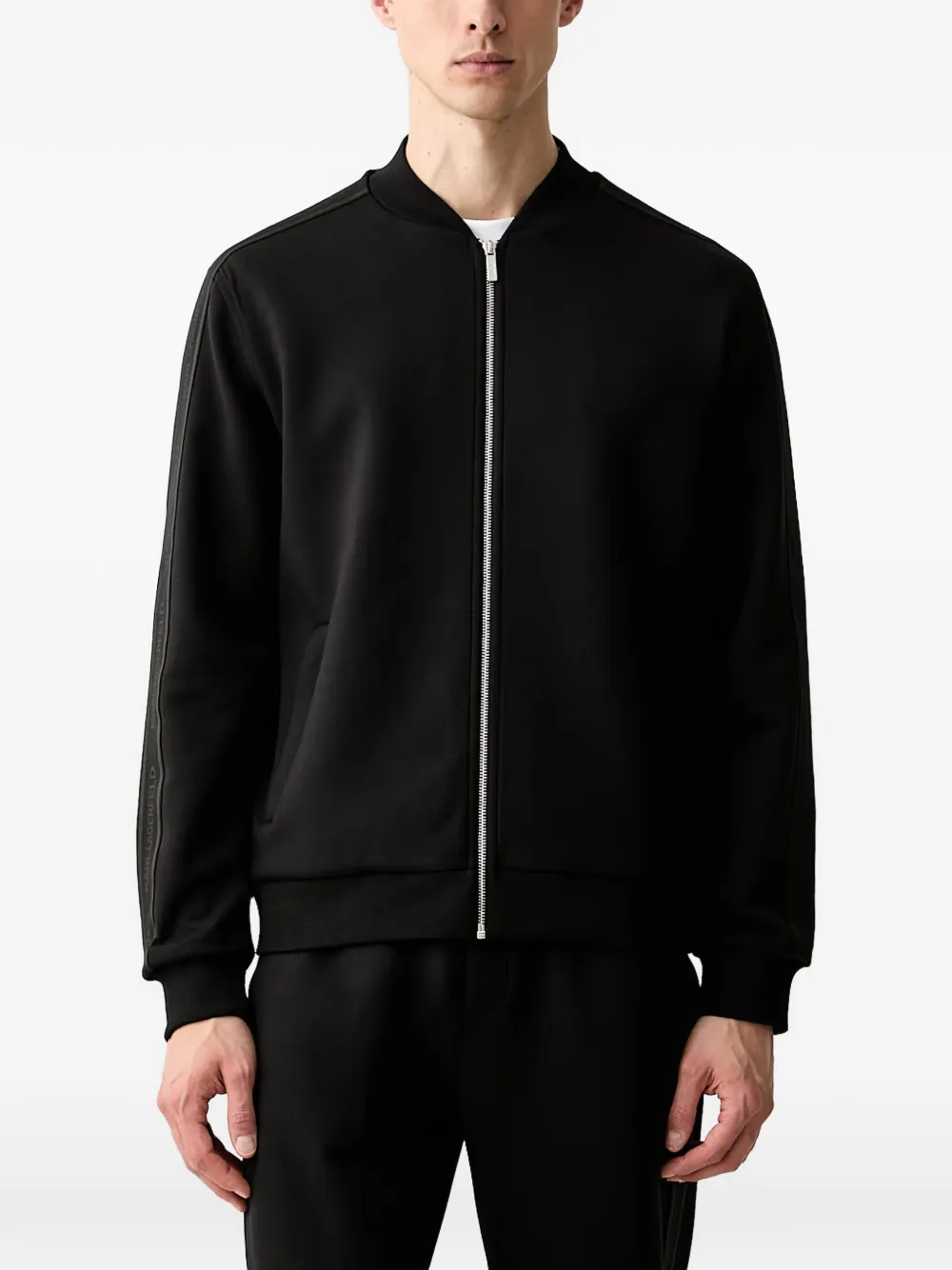 Karl Lagerfeld logo-tape zip-up cardigan - Nero