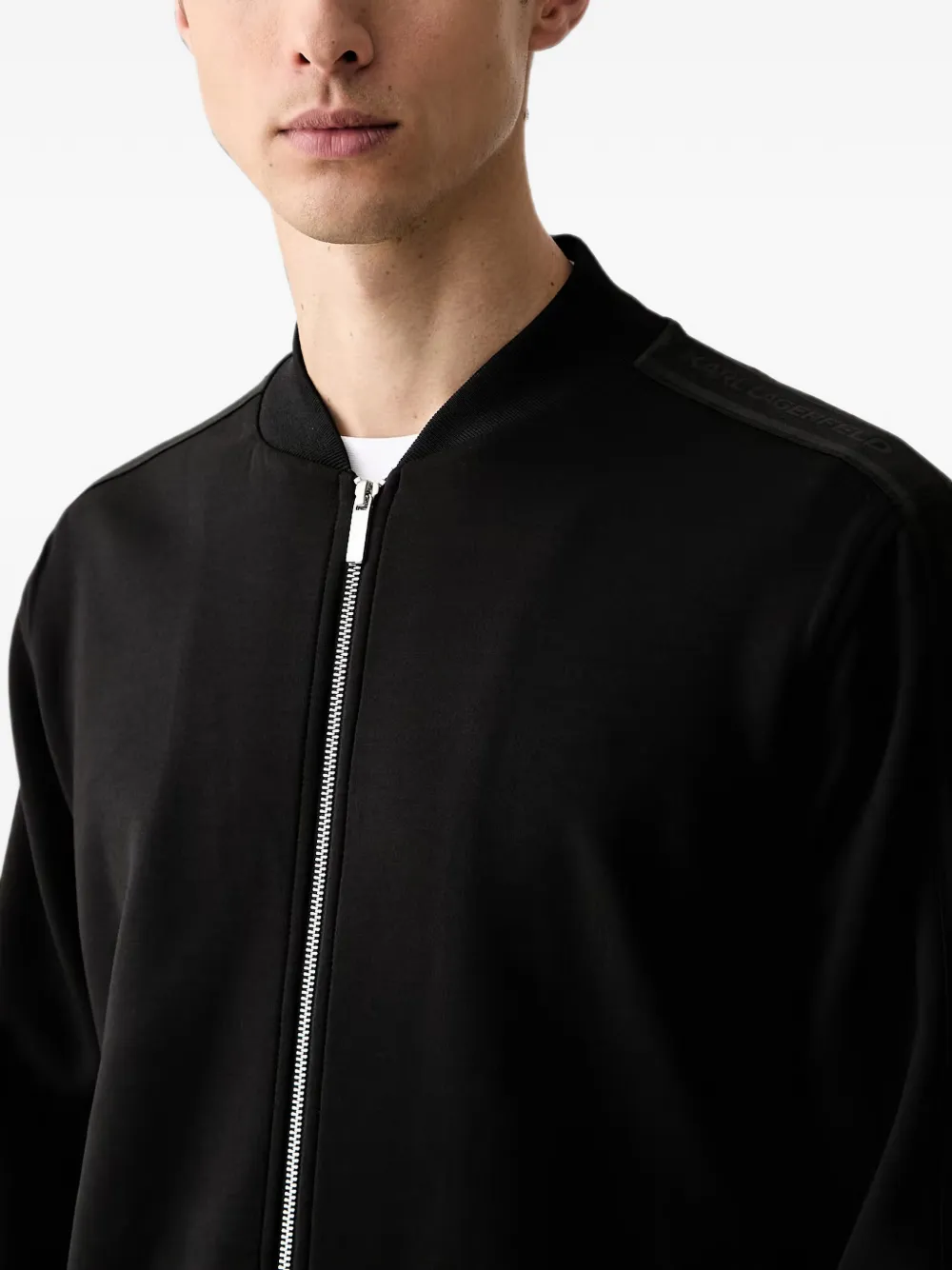 Karl Lagerfeld Vest met logo-band en rits Zwart