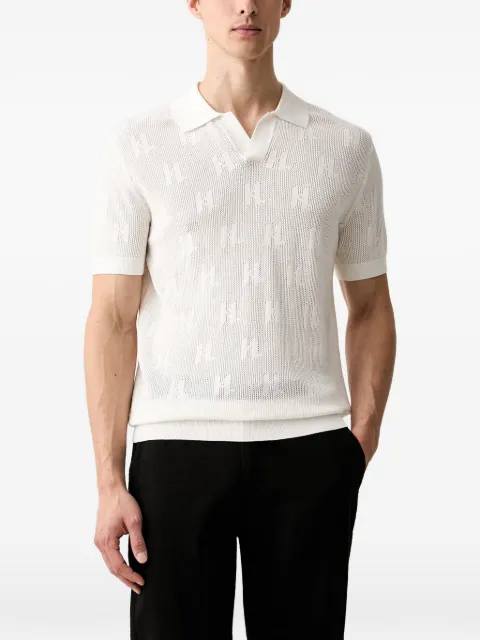Karl Lagerfeld monogram-knit open-collar polo shirt