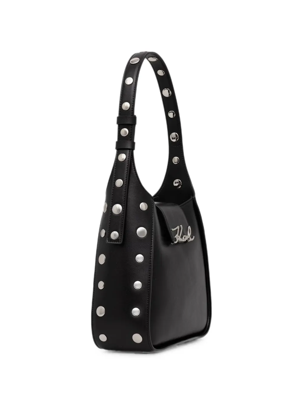 Karl Lagerfeld stud-embellished logo-plaque tote bag Zwart