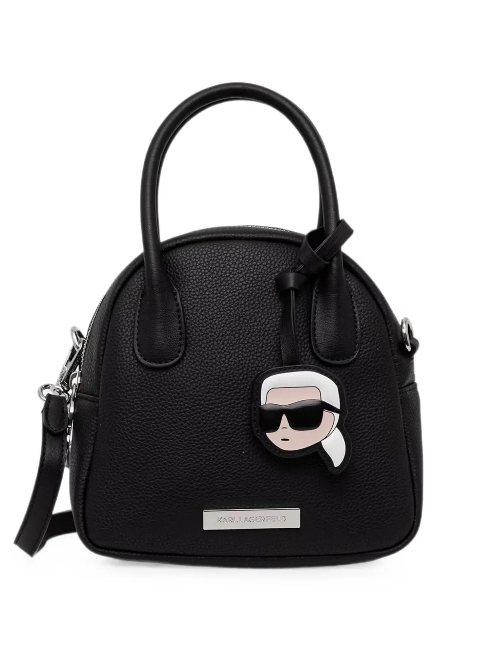 Karl Lagerfeld logo-charm grained tote bag - Black