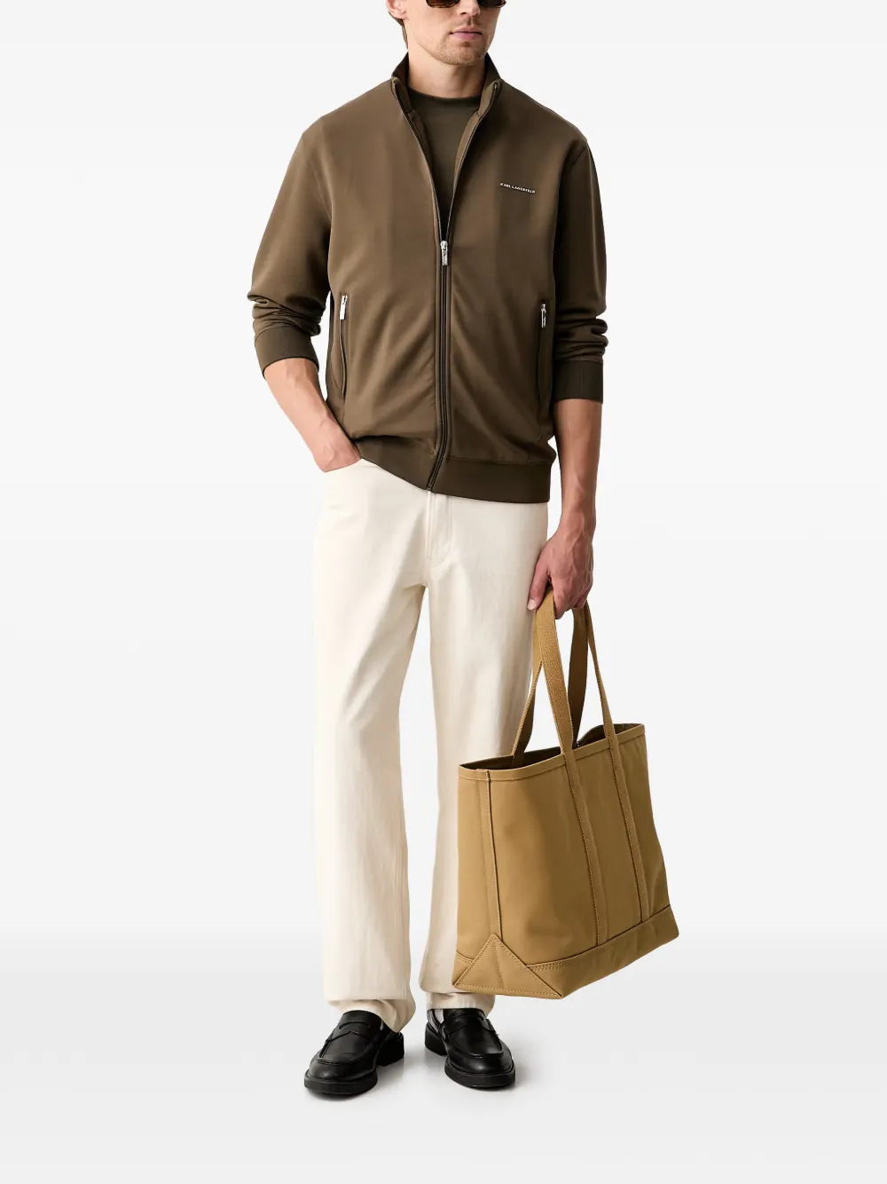 Karl Lagerfeld Sweater met logoplakkaat Groen