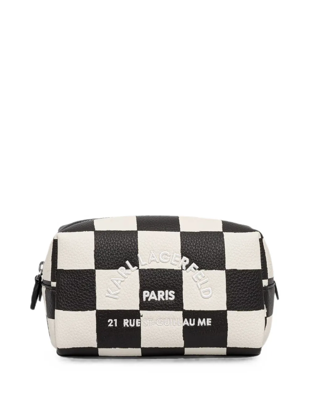 Karl Lagerfeld checkered logo-embroidered make-up bag - Nero