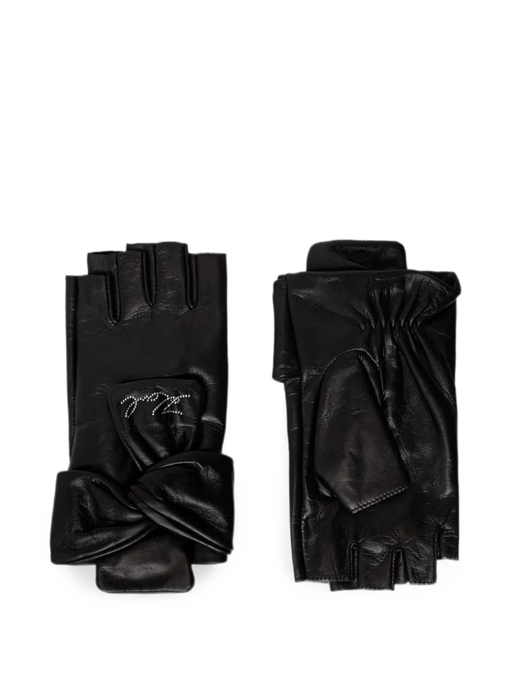 Karl Lagerfeld bow-detail fingerless gloves - Schwarz