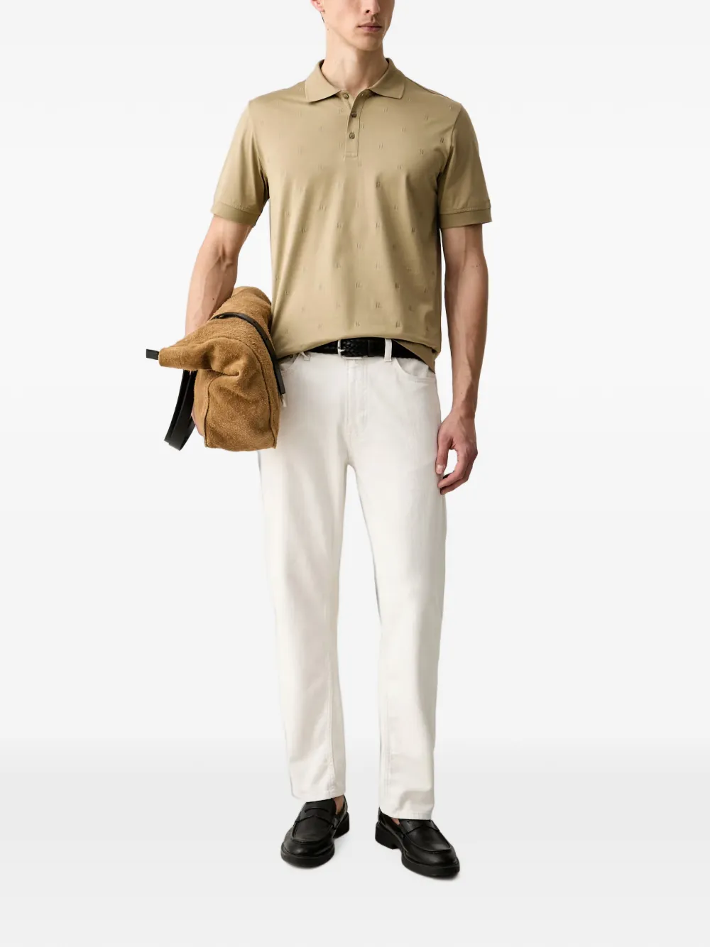 Karl Lagerfeld Poloshirt met geborduurd monogram Beige