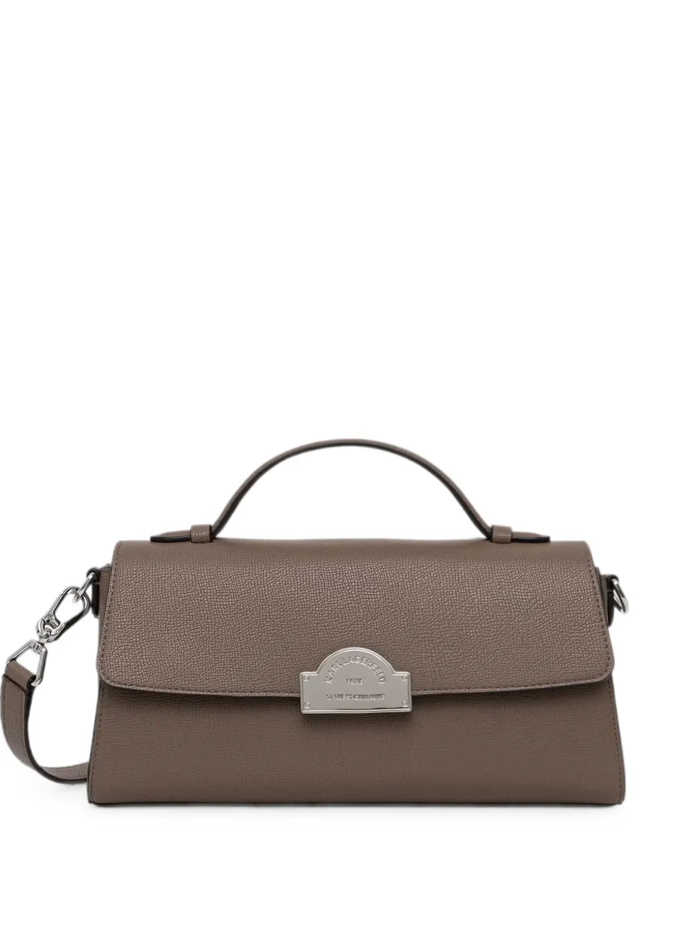 Karl Lagerfeld logo-plaque pebbled-leather shoulder bag - Marrone