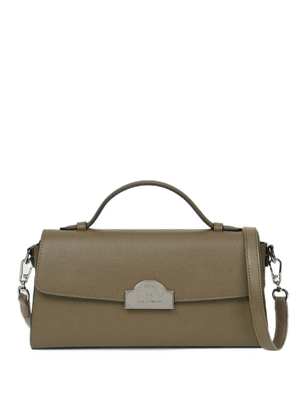 Karl Lagerfeld logo-plaque pebbled-leather shoulder bag - Marrone