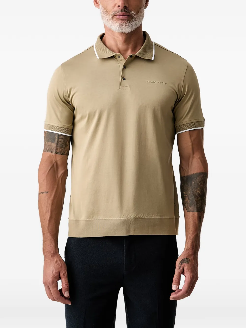 Karl Lagerfeld logo-plaque polo shirt - Toni neutri