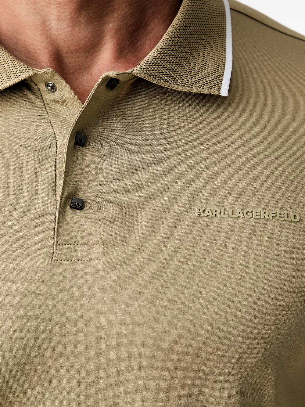 Karl Lagerfeld Poloshirt met logoplakkaat Beige