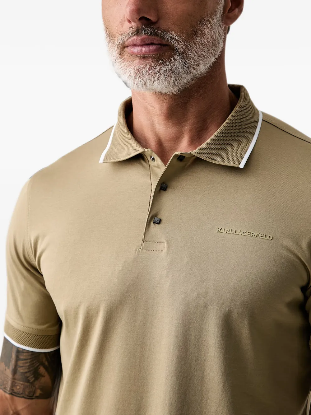 Karl Lagerfeld Poloshirt met logoplakkaat Beige