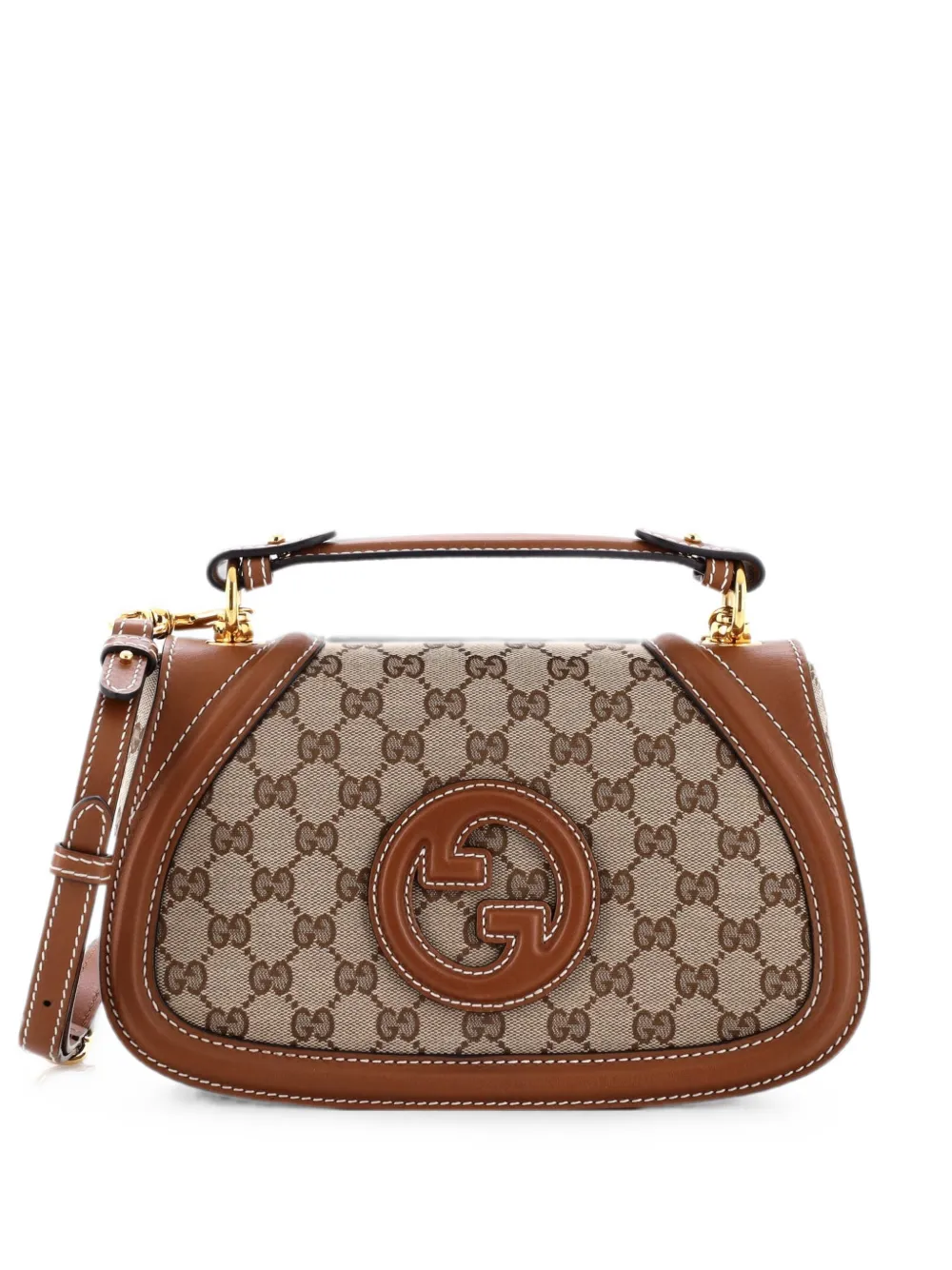 Gucci Pre-Owned Borsa a spalla Blondie NM media in pelle e tela cerata GG - Marrone