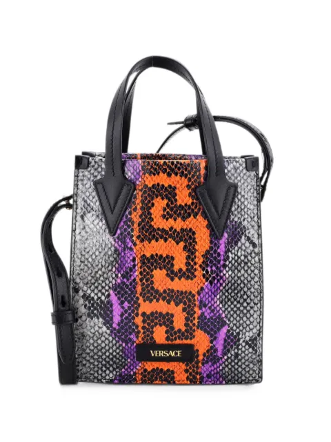 Versace Pre-Owned Convertible Python Embossed Leather Mini tote bag