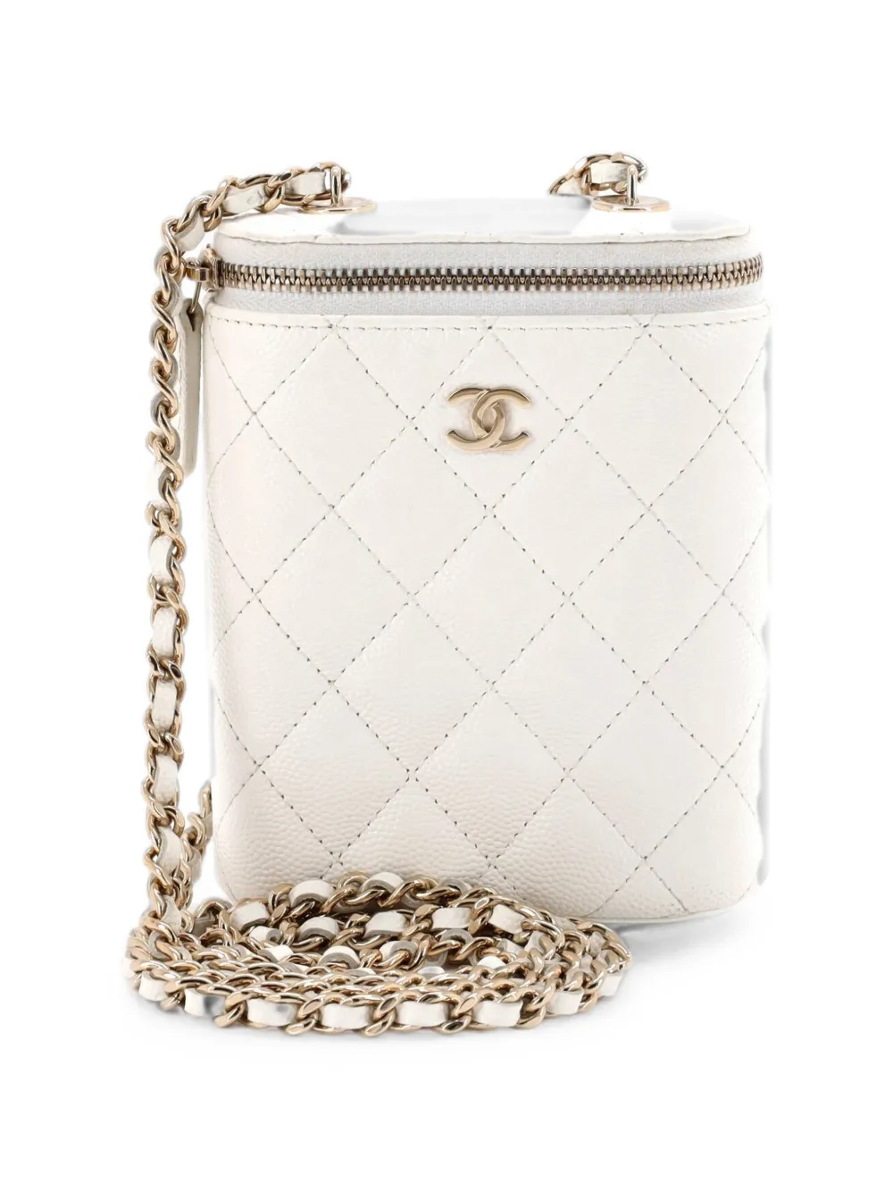 CHANEL Pre-Owned Vertical Classic Vanity Case with Chain Quilted Caviar Small shoulder bag - Blue