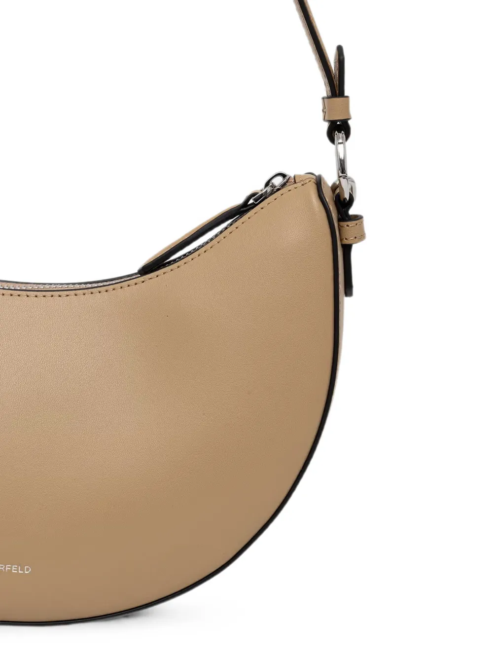 Karl Lagerfeld Schoudertas met logo-plakkaat en schakelketting Beige