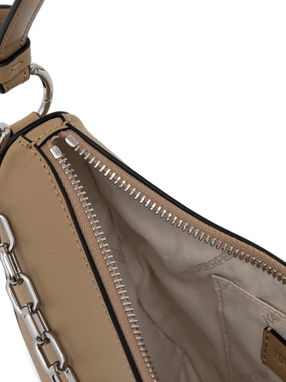 Karl Lagerfeld Schoudertas met logo-plakkaat en schakelketting Beige