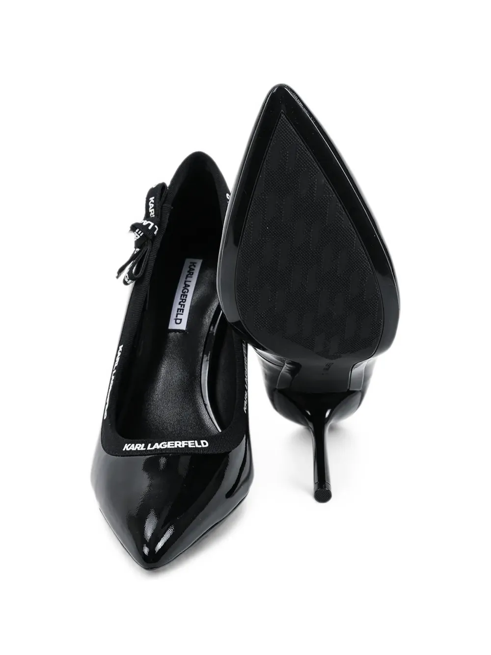 Karl Lagerfeld patent-finish logo-tape pumps Zwart