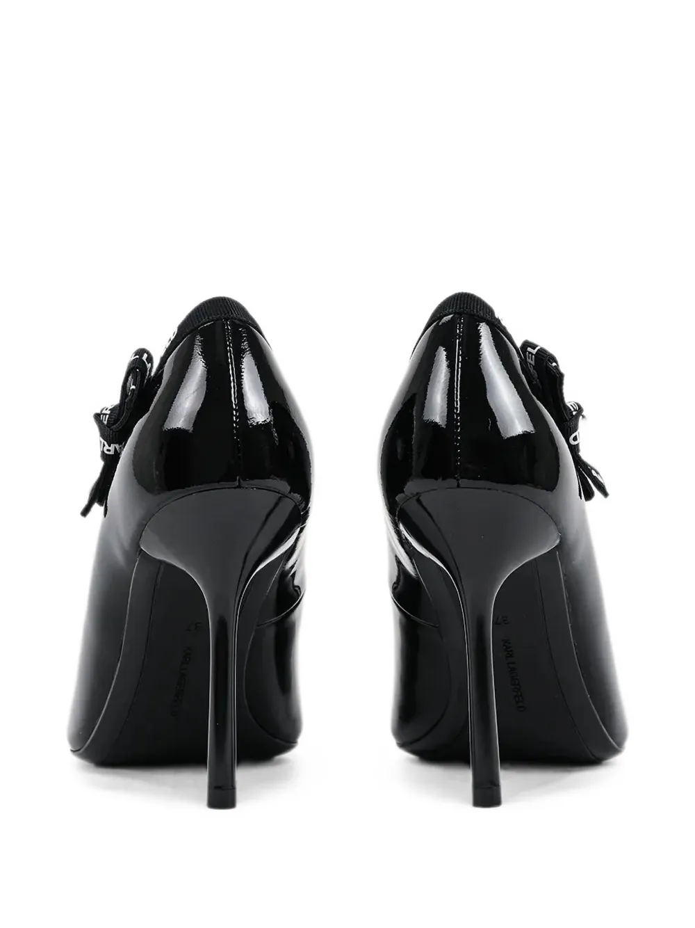 Karl Lagerfeld patent-finish logo-tape pumps Zwart
