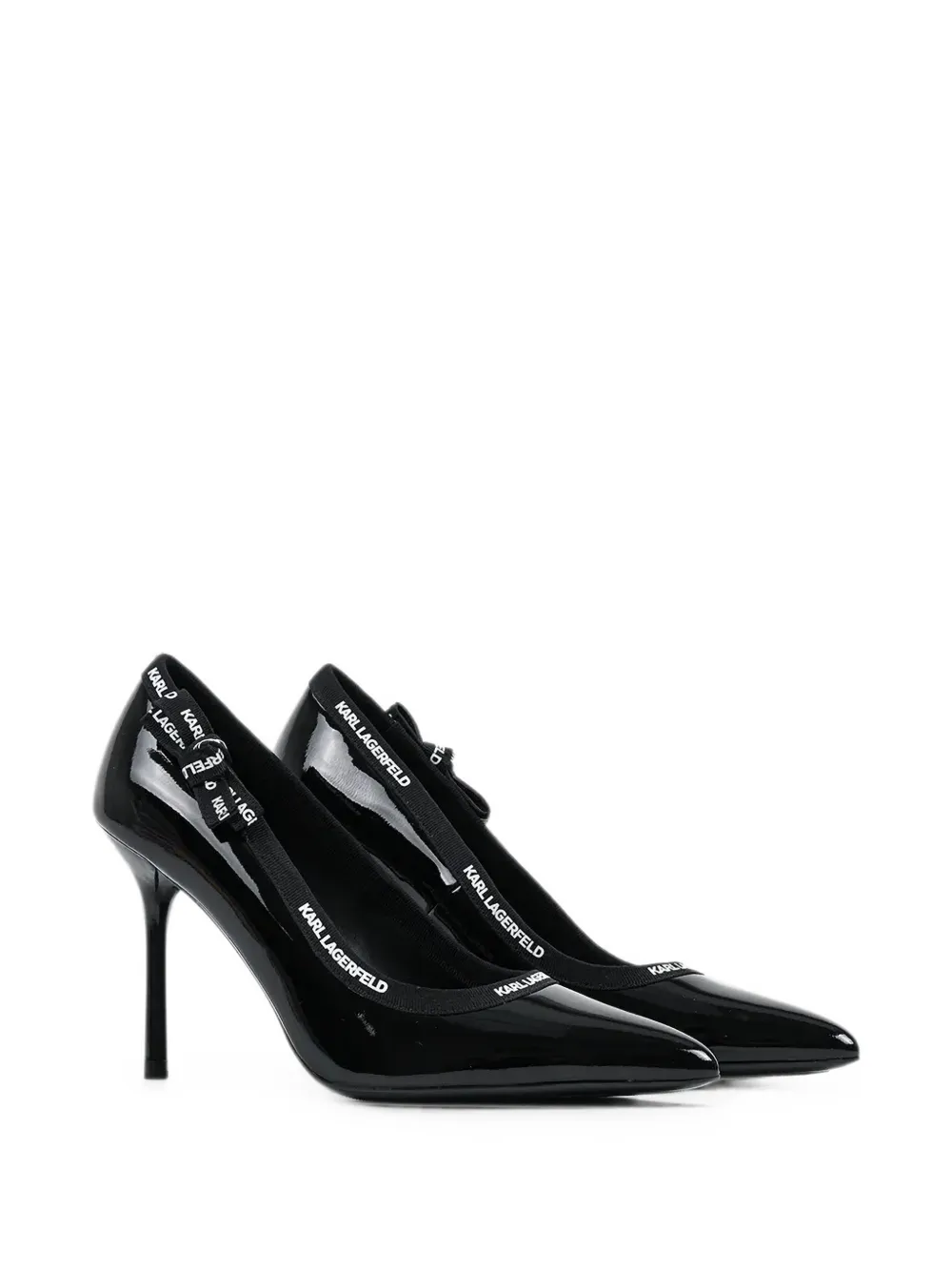 Karl Lagerfeld patent-finish logo-tape pumps Zwart