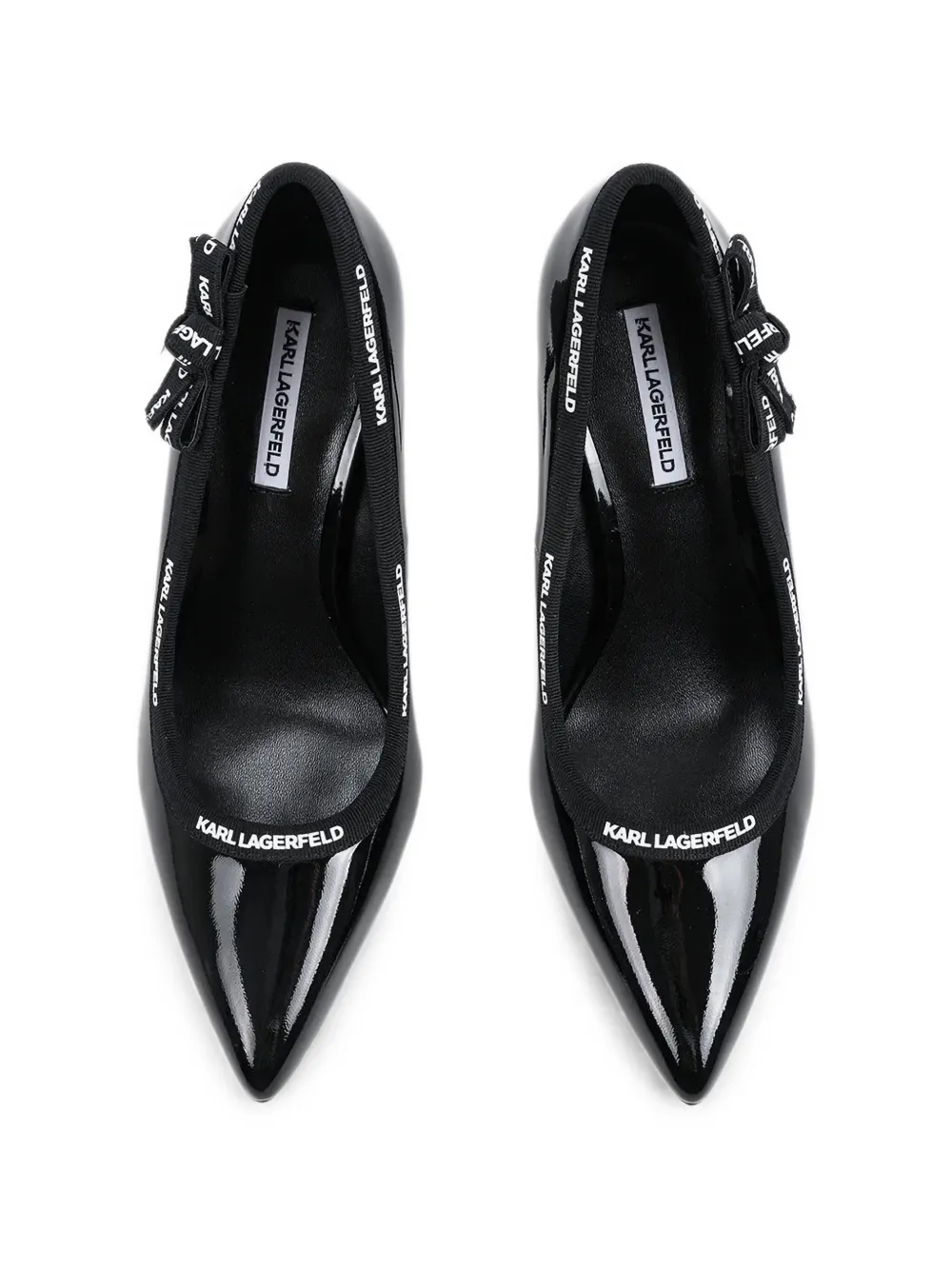 Karl Lagerfeld patent-finish logo-tape pumps Zwart