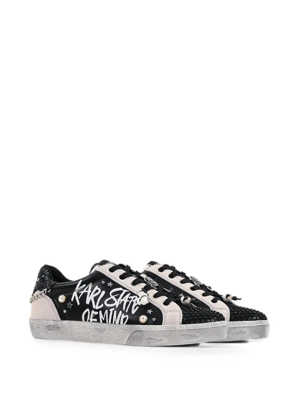 Karl Lagerfeld Skool graffiti-print sneakers Zwart