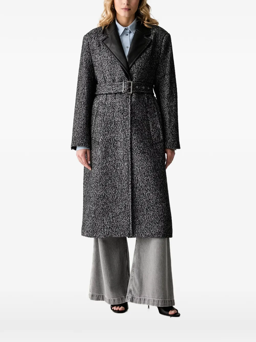 Karl Lagerfeld Jas van imitatieleer met ceintuur Grijs