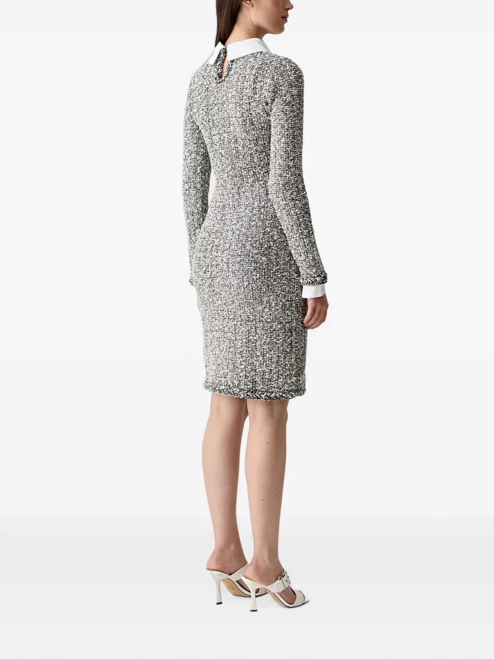 Karl Lagerfeld Tweed midi-jurk met contrasterende kraag Grijs