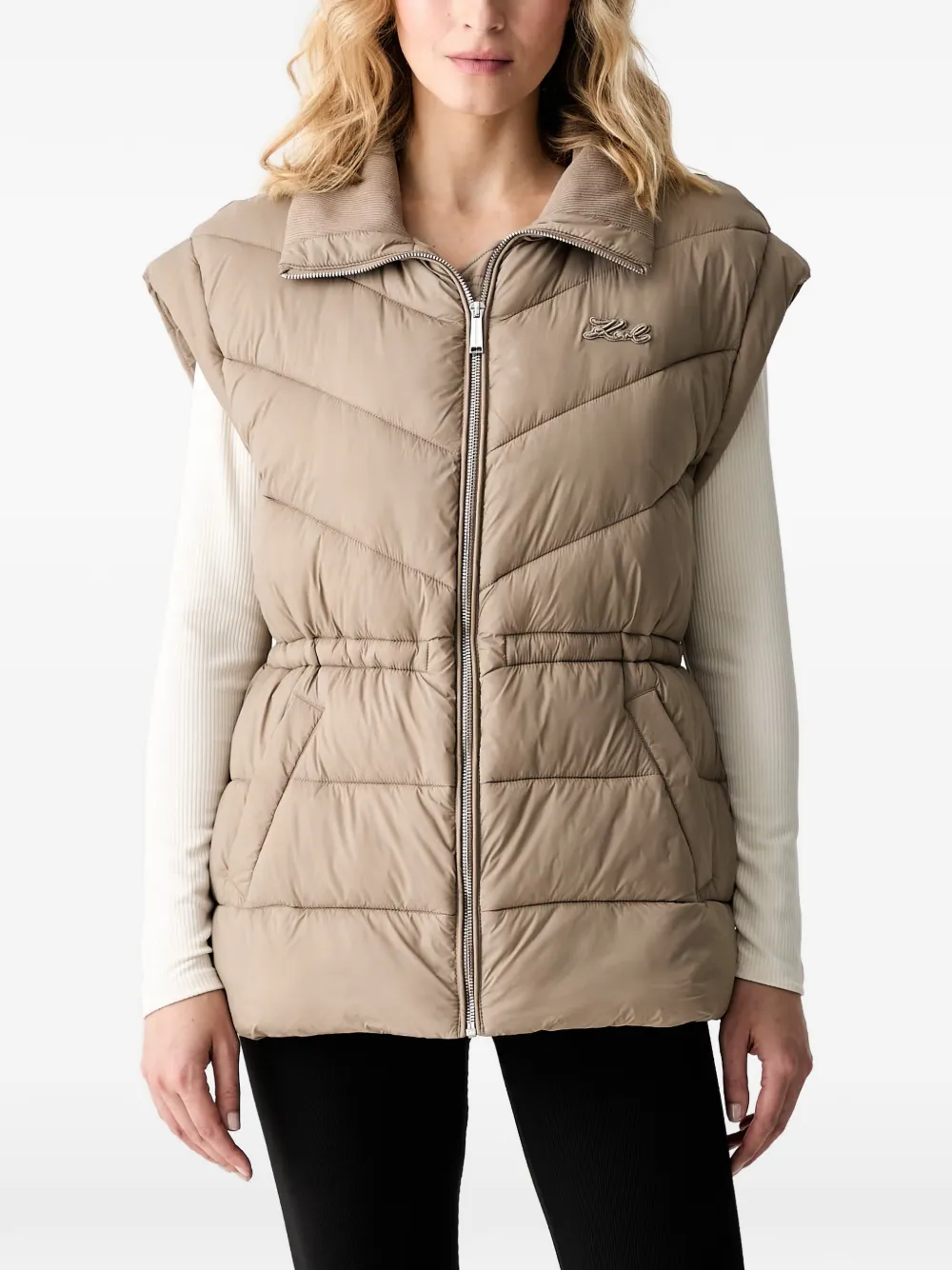 Karl Lagerfeld quilted drawstring gilet - Nude