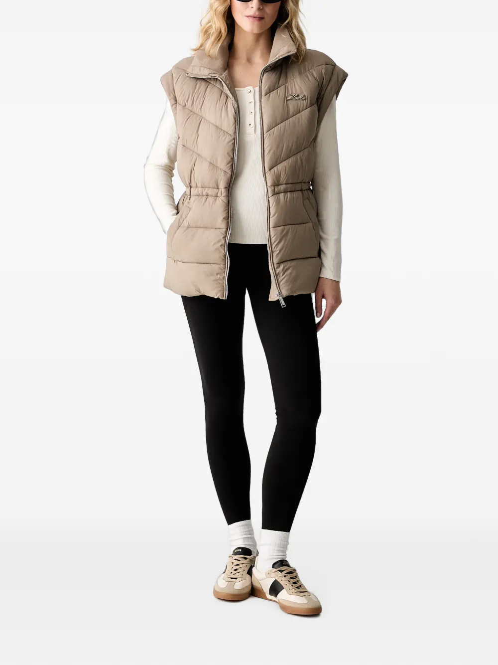 Karl Lagerfeld Bodywarmer met trekkoord Beige