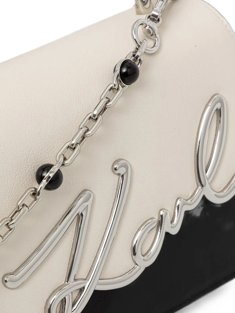 Karl Lagerfeld shopper met kralen en logo-plakkaat Beige