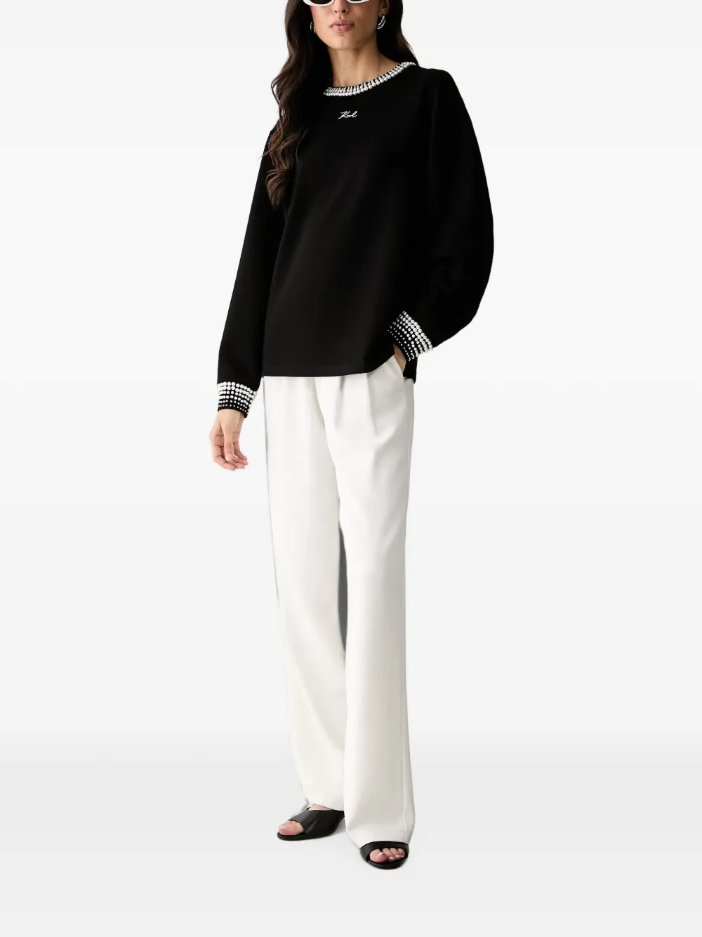 Karl Lagerfeld Trui met geborduurd logo Zwart